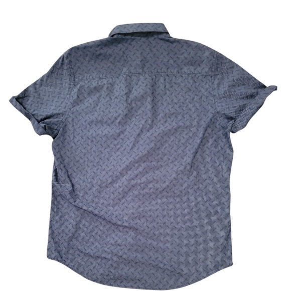 Calvin Klein Mens Short Sleeve Button Down Shirt Blue Grid Pattern Size L - Picture 3 of 8